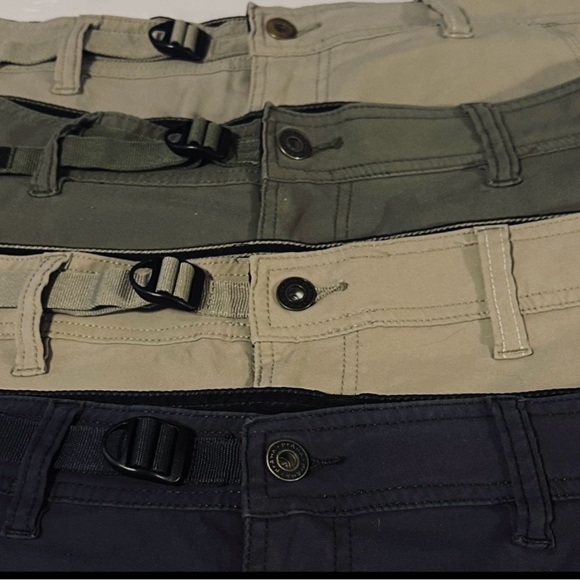 LOT OF FOUR PRANA BREATHE STRETCH NYLON/SPANDEX MENS 38/12 ADJ BELTED WAIST RARE - Picture 9 of 16